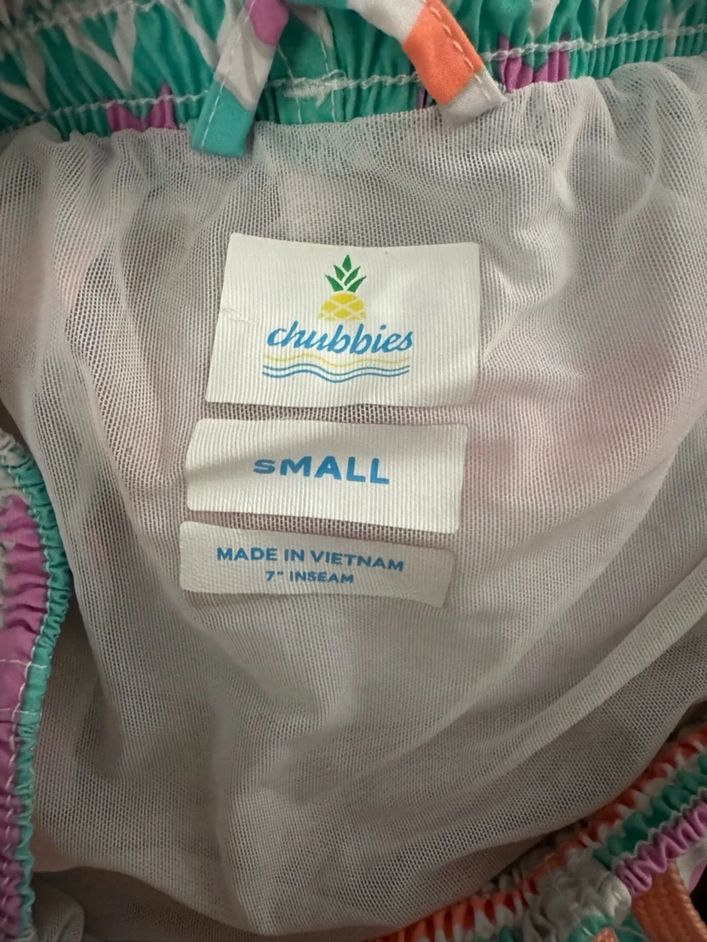 chubbies Teal Aztec-Pattern Athletic Shorts with Coral Drawstring - Picture 3 of 3